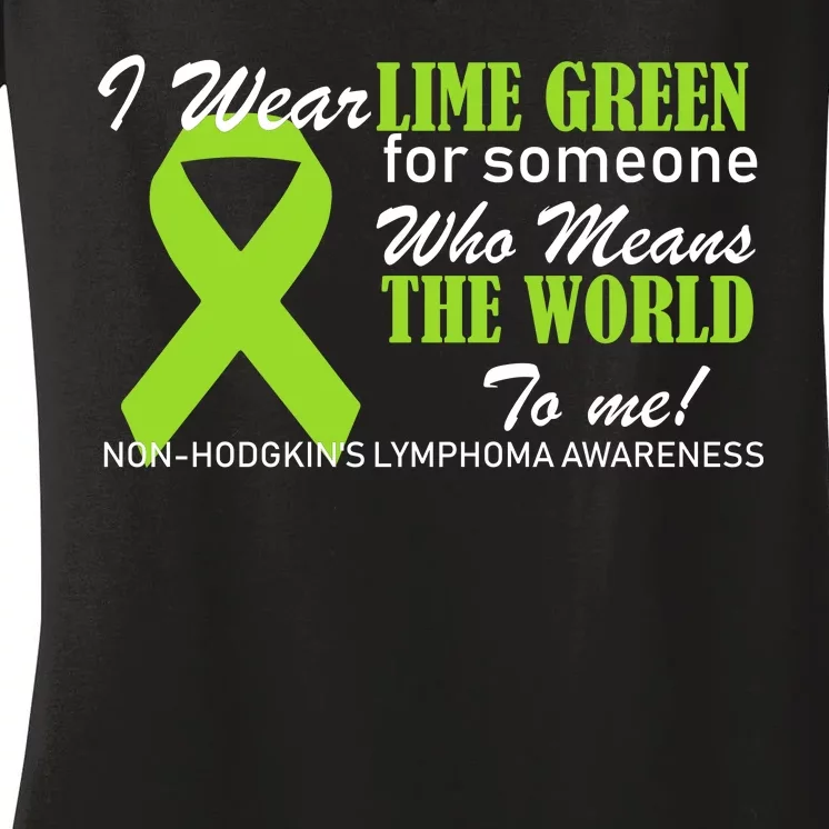 I Wear Lime Green Non-Hodgkin's Lymphoma Women's V-Neck T-Shirt