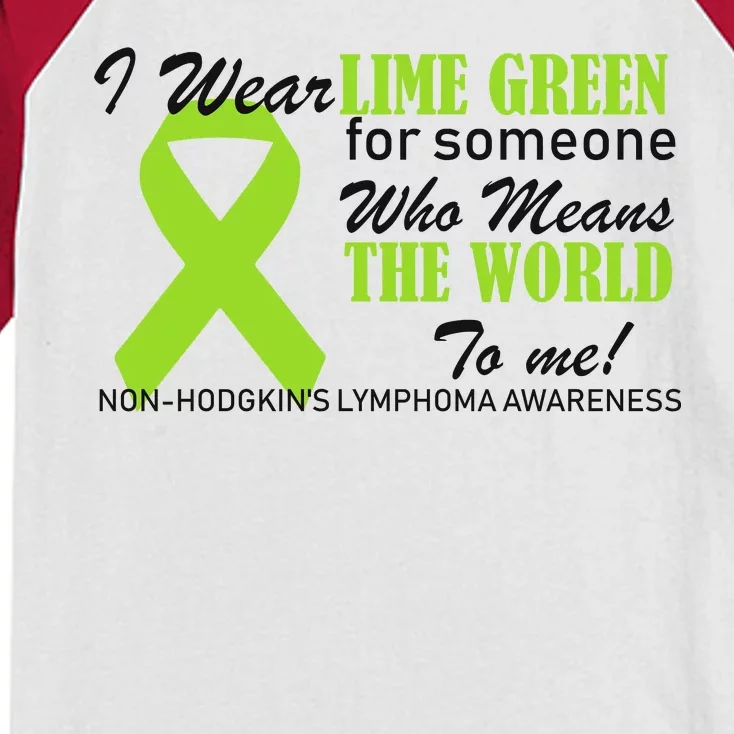 I Wear Lime Green Non-Hodgkin's Lymphoma Kids Colorblock Raglan Jersey