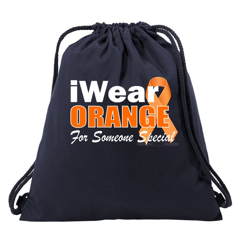 I Wear Orange For Someone I Love Leukemia Drawstring Bag