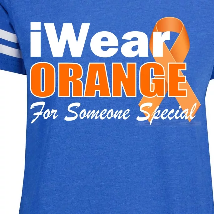 I Wear Orange For Someone I Love Leukemia Enza Ladies Jersey Football T-Shirt