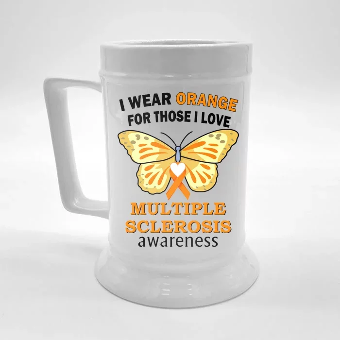 I Wear Orange For Those I Love MS Multiple Sclerosis Front & Back Beer Stein