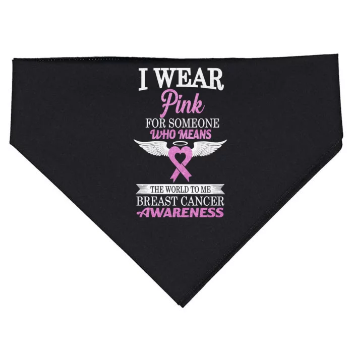 I Wear Pink Angel Breast Cancer Awareness USA-Made Doggie Bandana