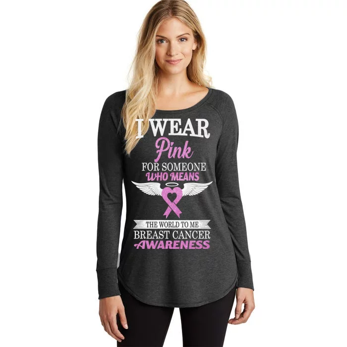 I Wear Pink Angel Breast Cancer Awareness Women's Perfect Tri Tunic Long Sleeve Shirt