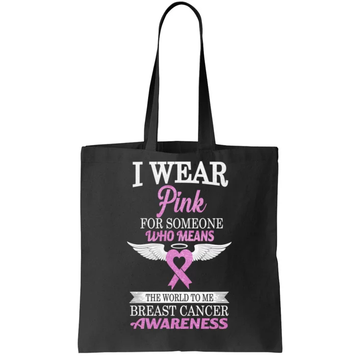 I Wear Pink Angel Breast Cancer Awareness Tote Bag