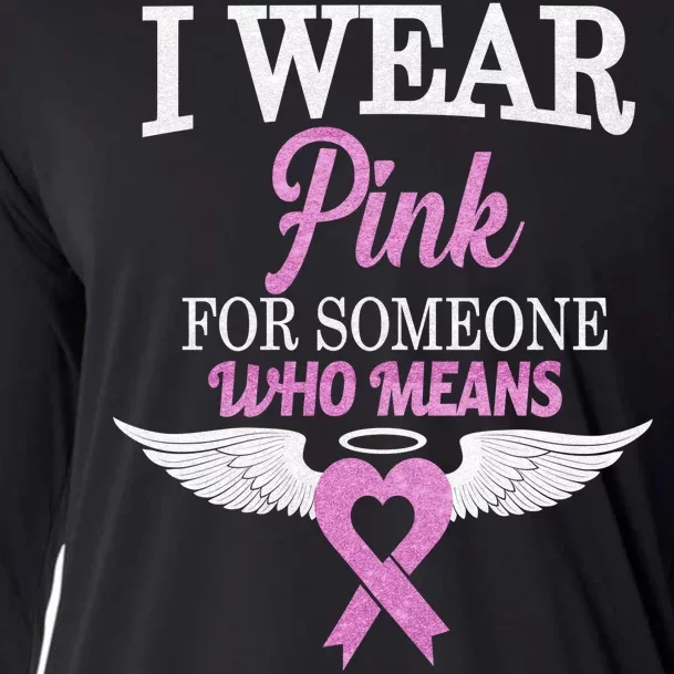 I Wear Pink Angel Breast Cancer Awareness Cooling Performance Long Sleeve Crew