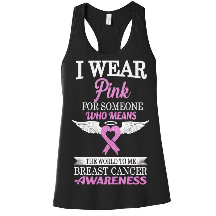 I Wear Pink Angel Breast Cancer Awareness Women's Racerback Tank