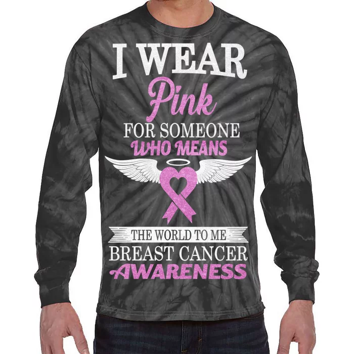 I Wear Pink Angel Breast Cancer Awareness Tie-Dye Long Sleeve Shirt