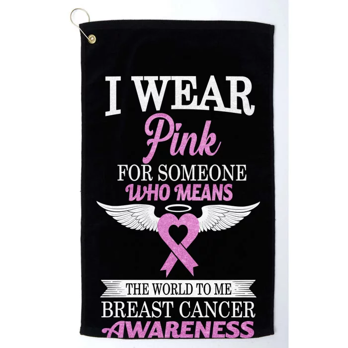 I Wear Pink Angel Breast Cancer Awareness Platinum Collection Golf Towel