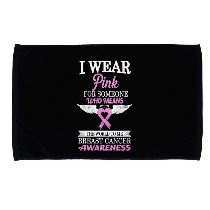 I Wear Pink Angel Breast Cancer Awareness Microfiber Hand Towel