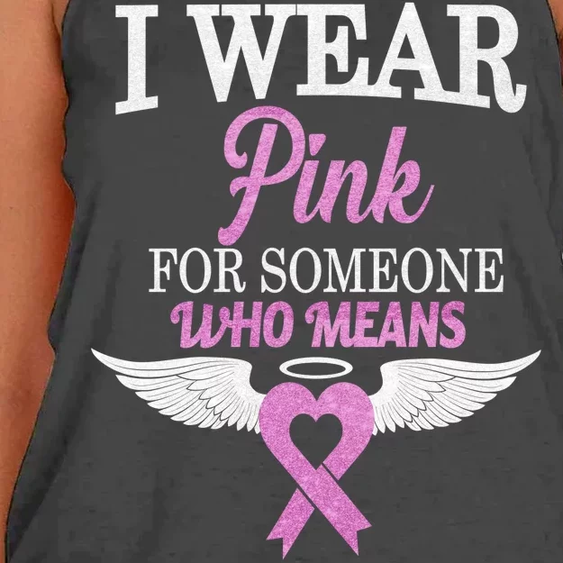 I Wear Pink Angel Breast Cancer Awareness Women's Knotted Racerback Tank