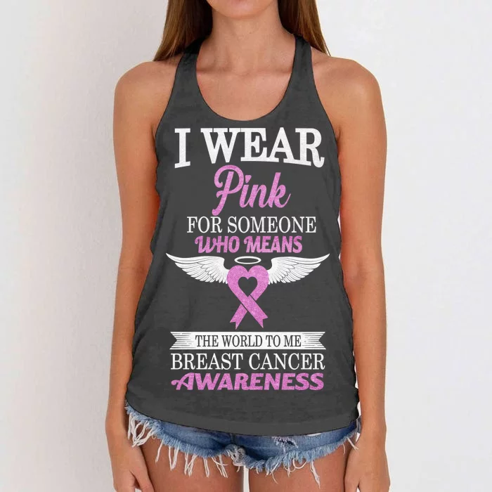 I Wear Pink Angel Breast Cancer Awareness Women's Knotted Racerback Tank