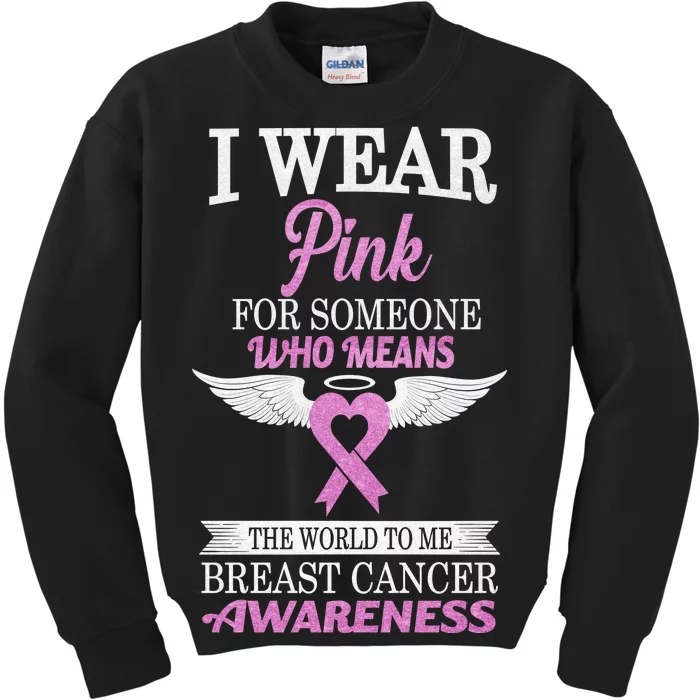 I Wear Pink Angel Breast Cancer Awareness Kids Sweatshirt