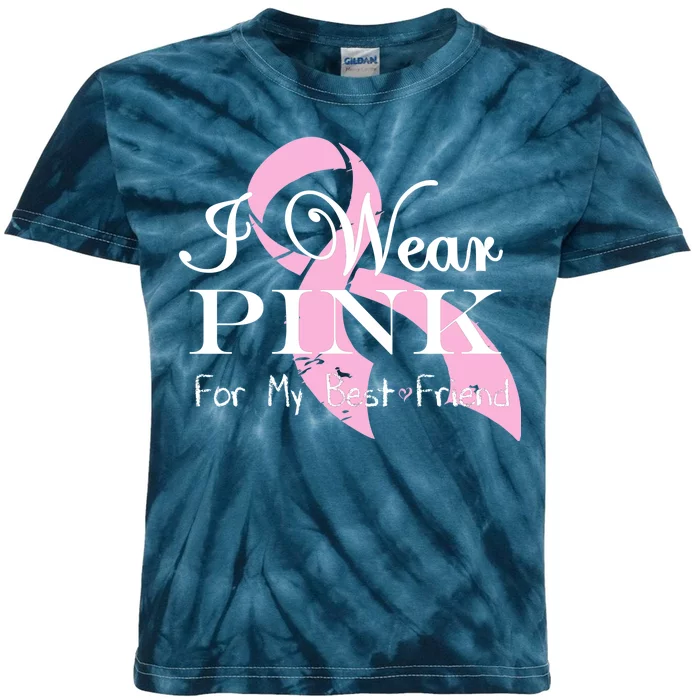 I Wear Pink For My Best Friend Kids Tie-Dye T-Shirt