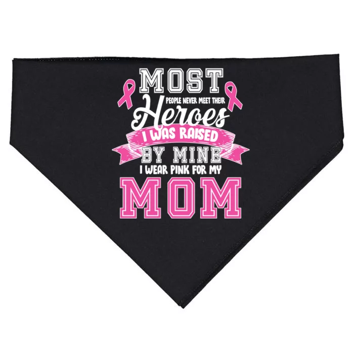 I Wear Pink For My Mom My Hero-Breast Cancer Awareness USA-Made Doggie Bandana