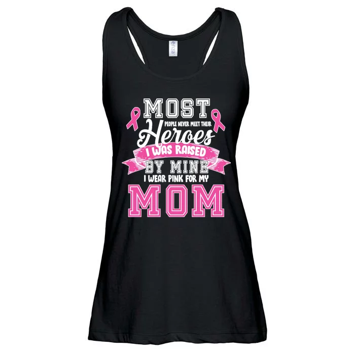 I Wear Pink For My Mom My Hero-Breast Cancer Awareness Ladies Essential Flowy Tank