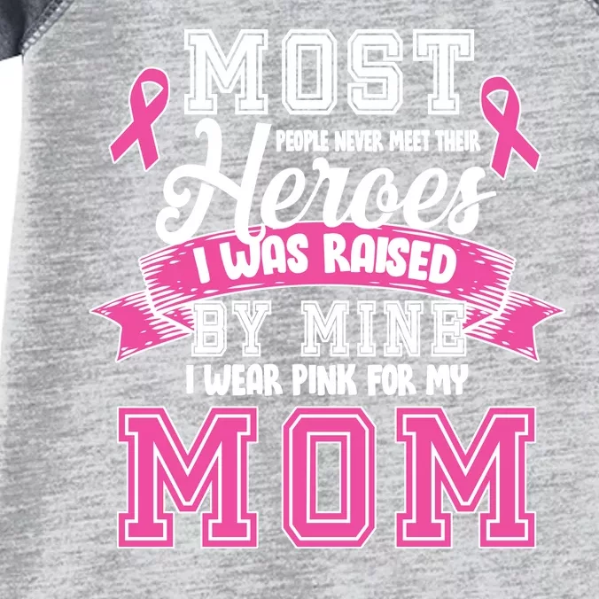 I Wear Pink For My Mom My Hero-Breast Cancer Awareness Infant Baby Jersey Bodysuit