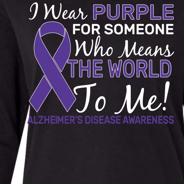 I Wear Purple Alzheimer's Disease Awareness Womens Cotton Relaxed Long Sleeve T-Shirt