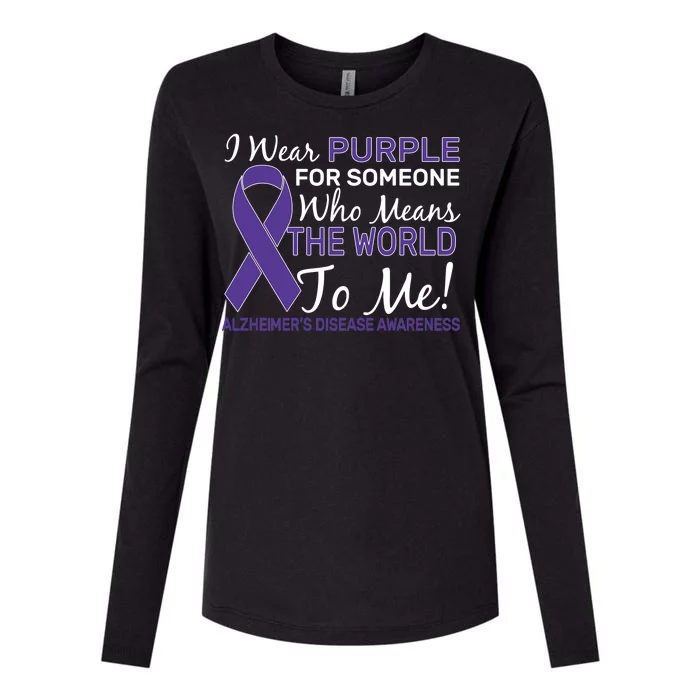 I Wear Purple Alzheimer's Disease Awareness Womens Cotton Relaxed Long Sleeve T-Shirt