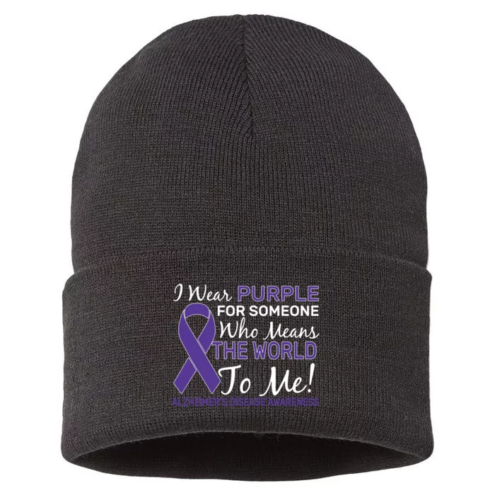 I Wear Purple Alzheimer's Disease Awareness Sustainable Knit Beanie