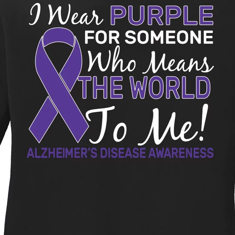 I Wear Purple Alzheimer's Disease Awareness Ladies Long Sleeve Shirt