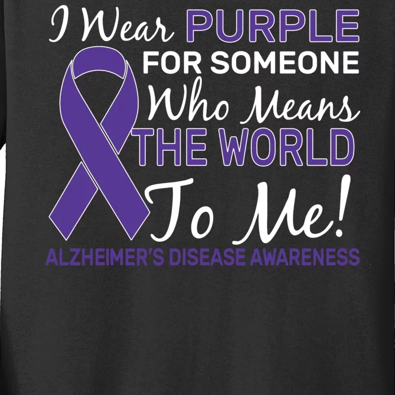 I Wear Purple Alzheimer's Disease Awareness Kids Long Sleeve Shirt