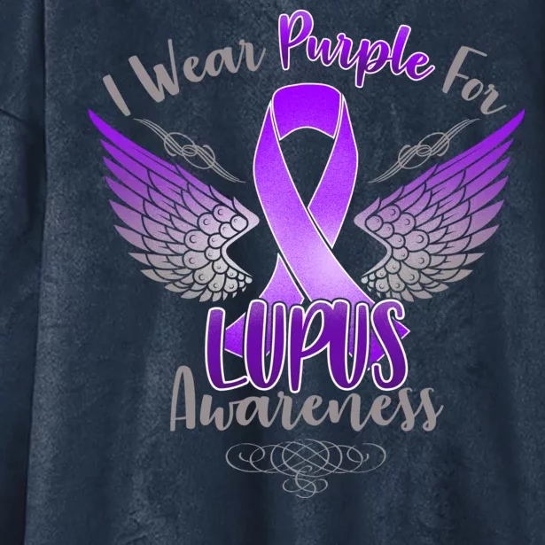 I Wear Purple For Lupus Awareness Hooded Wearable Blanket