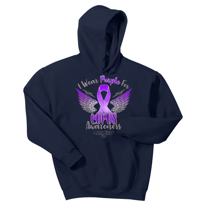 I Wear Purple For Lupus Awareness Kids Hoodie