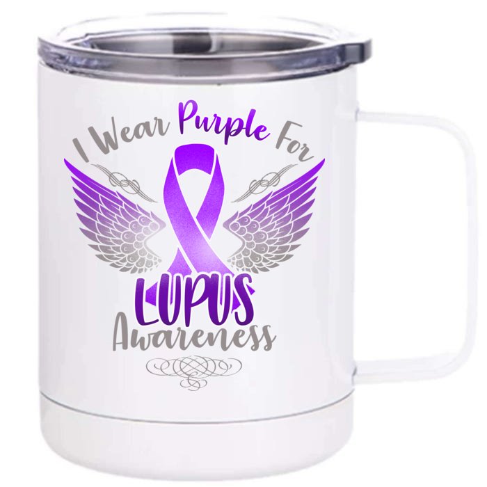 I Wear Purple For Lupus Awareness Front & Back 12oz Stainless Steel Tumbler Cup