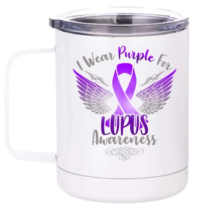 I Wear Purple For Lupus Awareness Front & Back 12oz Stainless Steel Tumbler Cup