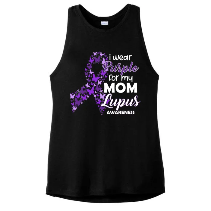 I Wear Purple For My Mom Lupus Awareness Ladies Tri-Blend Wicking Tank