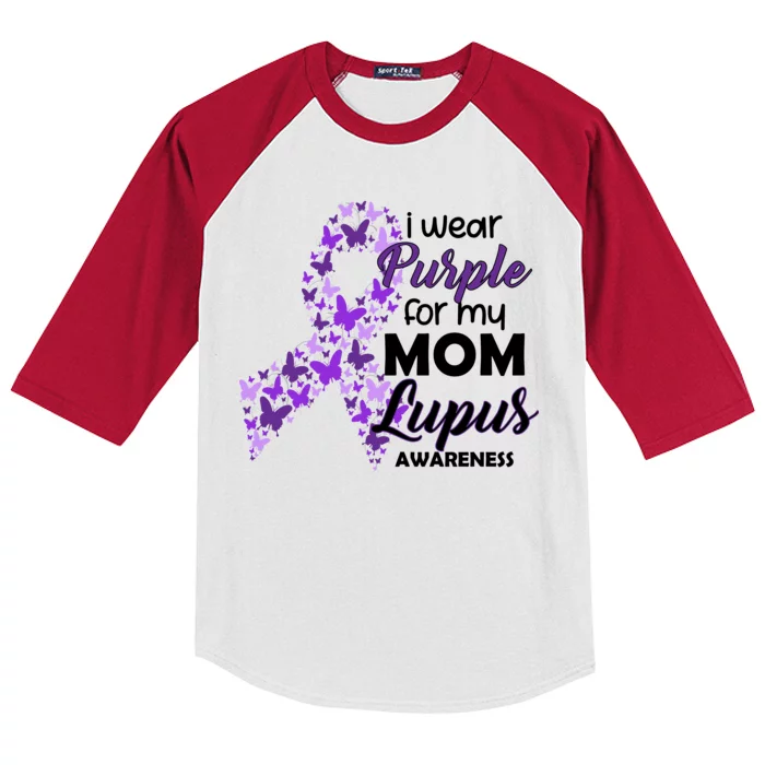 I Wear Purple For My Mom Lupus Awareness Kids Colorblock Raglan Jersey