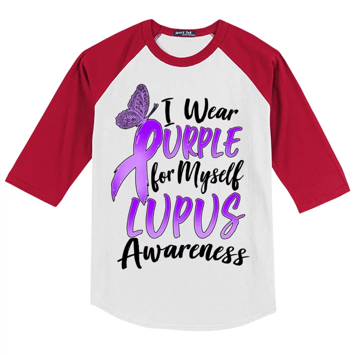 I Wear Purple For Myself Lupus Awareness Kids Colorblock Raglan Jersey