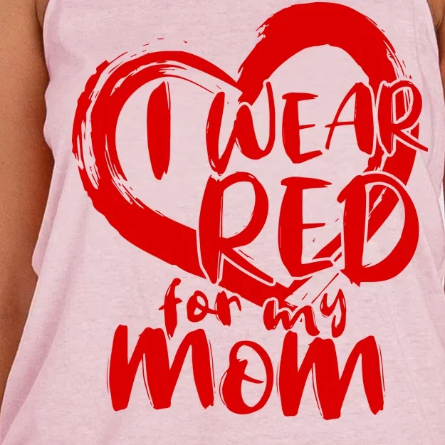 I Wear Red For My Mom Heart disease Awareness Women's Knotted Racerback Tank