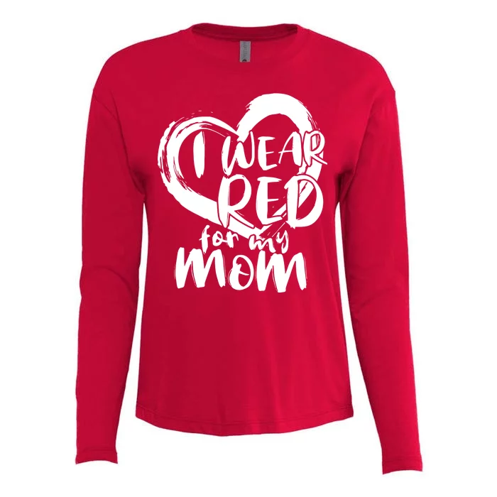 I Wear Red For My Mom Heart disease Awareness Womens Cotton Relaxed Long Sleeve T-Shirt