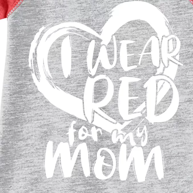 I Wear Red For My Mom Heart disease Awareness Infant Baby Jersey Bodysuit