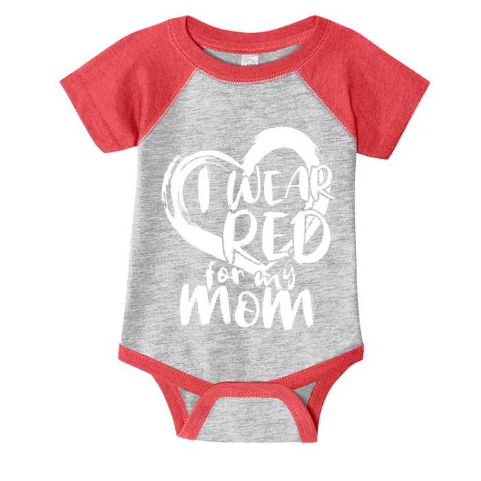 I Wear Red For My Mom Heart disease Awareness Infant Baby Jersey Bodysuit