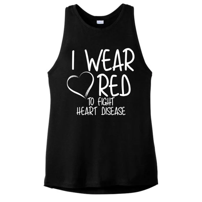 I Wear Red To Fight Heart Disease Ladies Tri-Blend Wicking Tank