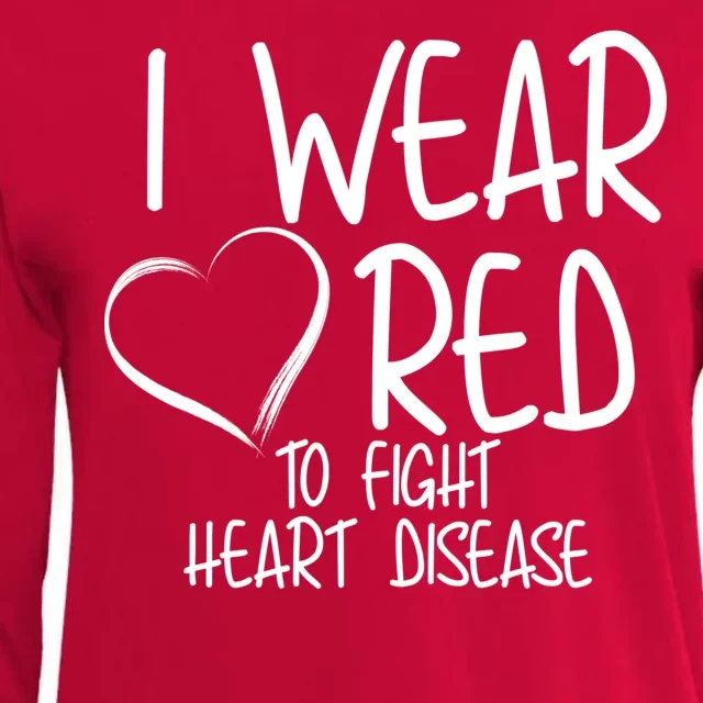 I Wear Red To Fight Heart Disease Womens Cotton Relaxed Long Sleeve T-Shirt