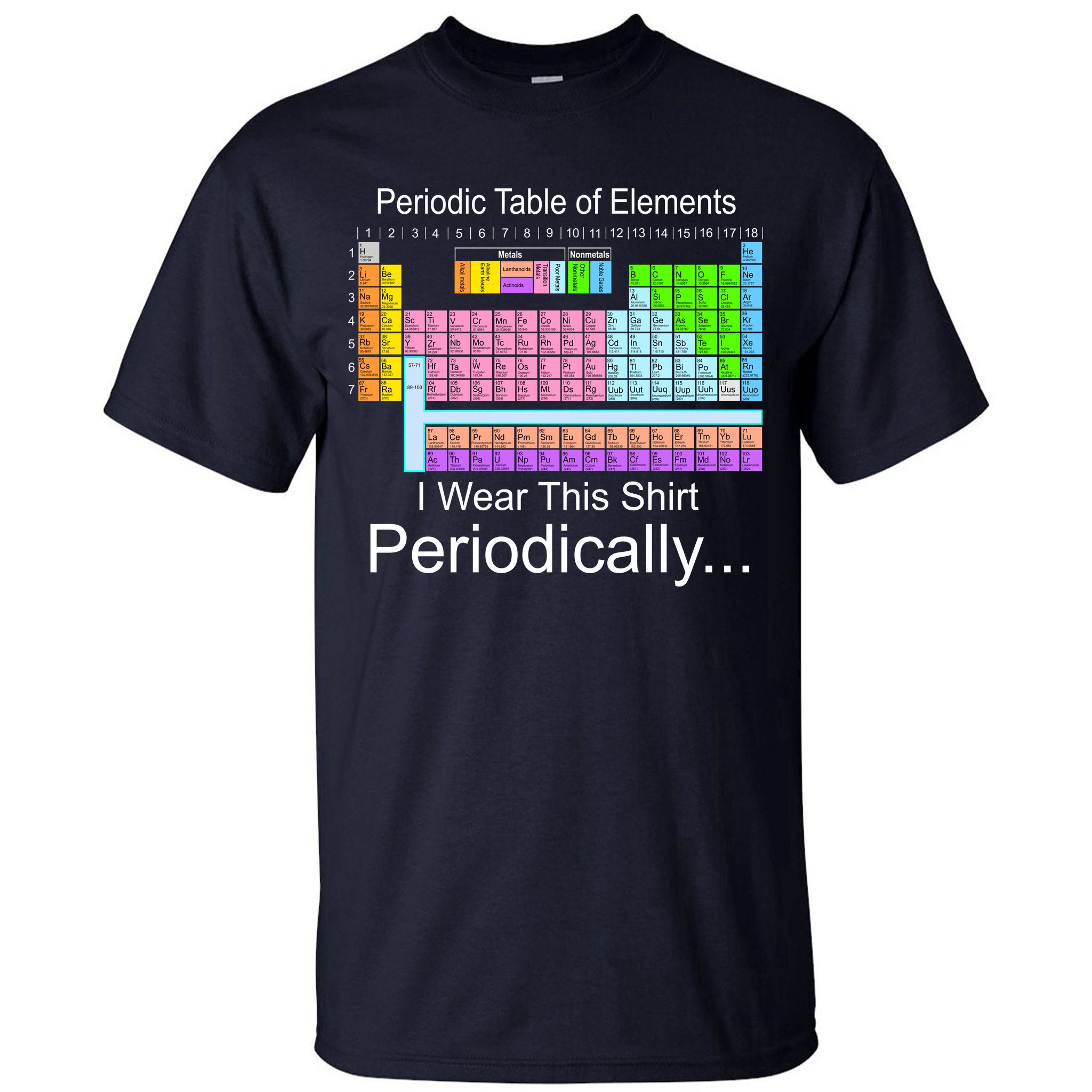 I Wear this Shirt Periodically Periodic Table of Elements Tall T-Shirt ...