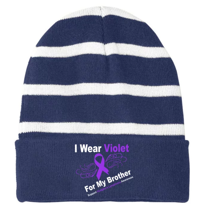 I Wear Violet For My Brother Striped Beanie with Solid Band