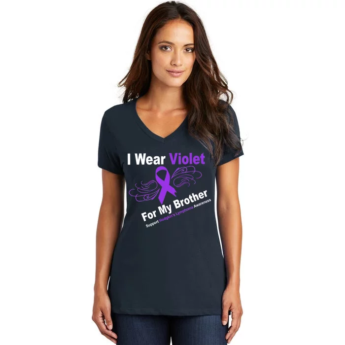 I Wear Violet For My Brother Women's V-Neck T-Shirt