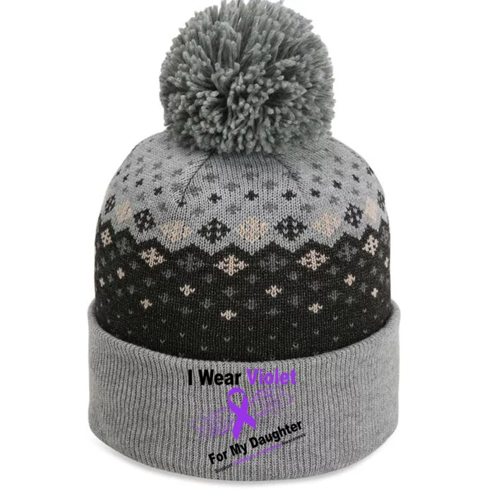 I Wear Violet For My Daughter The Baniff Cuffed Pom Beanie