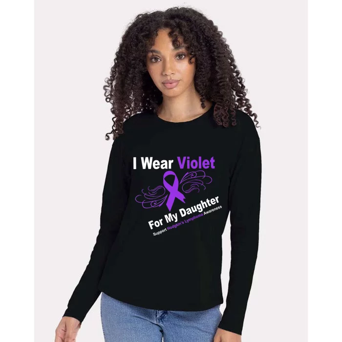 I Wear Violet For My Daughter Womens Cotton Relaxed Long Sleeve T-Shirt