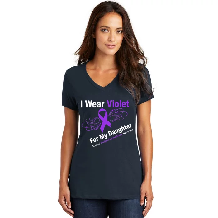 I Wear Violet For My Daughter Women's V-Neck T-Shirt