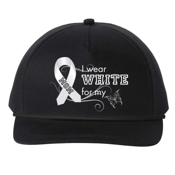 I Wear White For My Mom Lung Cancer Awareness Snapback Five-Panel Rope Hat