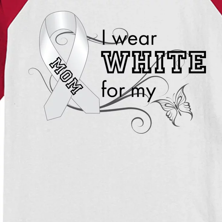 I Wear White For My Mom Lung Cancer Awareness Kids Colorblock Raglan Jersey