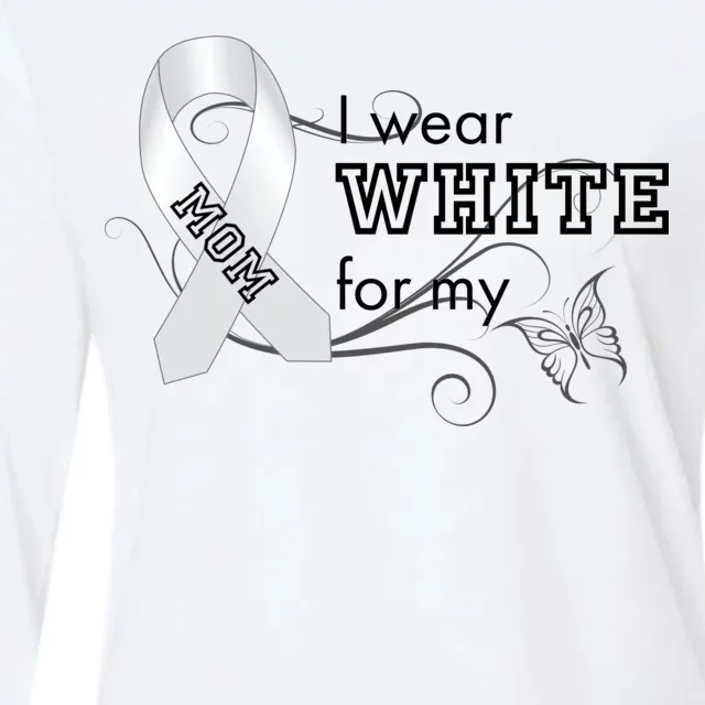 I Wear White For My Mom Lung Cancer Awareness Womens Cotton Relaxed Long Sleeve T-Shirt