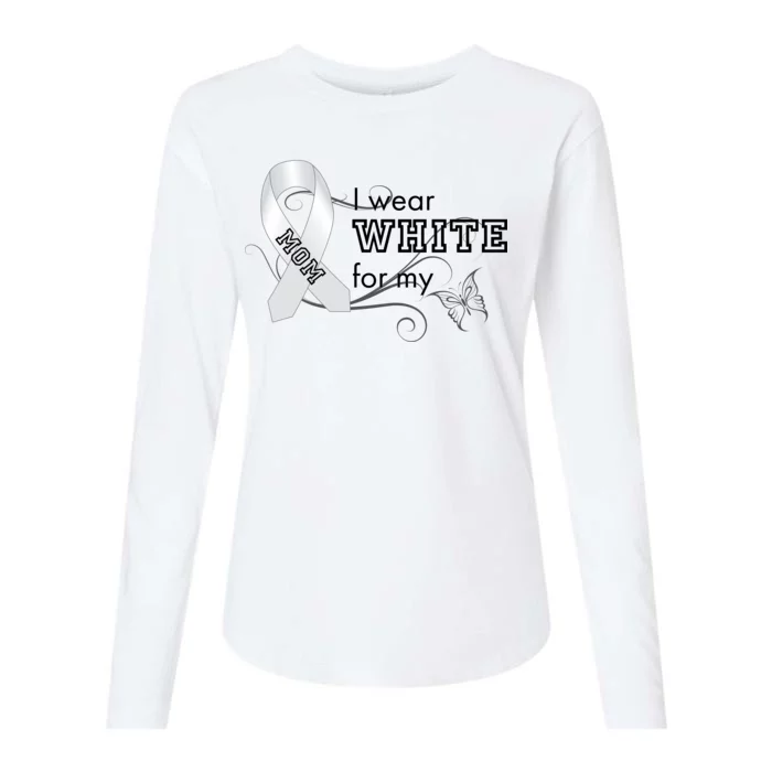 I Wear White For My Mom Lung Cancer Awareness Womens Cotton Relaxed Long Sleeve T-Shirt