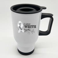 I Wear White For My Mom Lung Cancer Awareness Stainless Steel Travel Mug