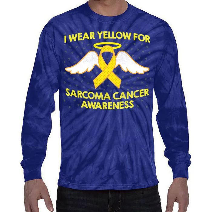 I Wear Yellow For Sarcoma Awareness Tie-Dye Long Sleeve Shirt